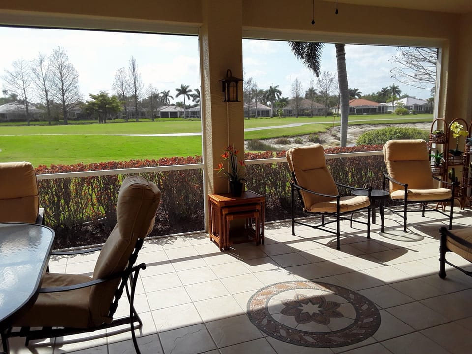 Lanai with golf course view