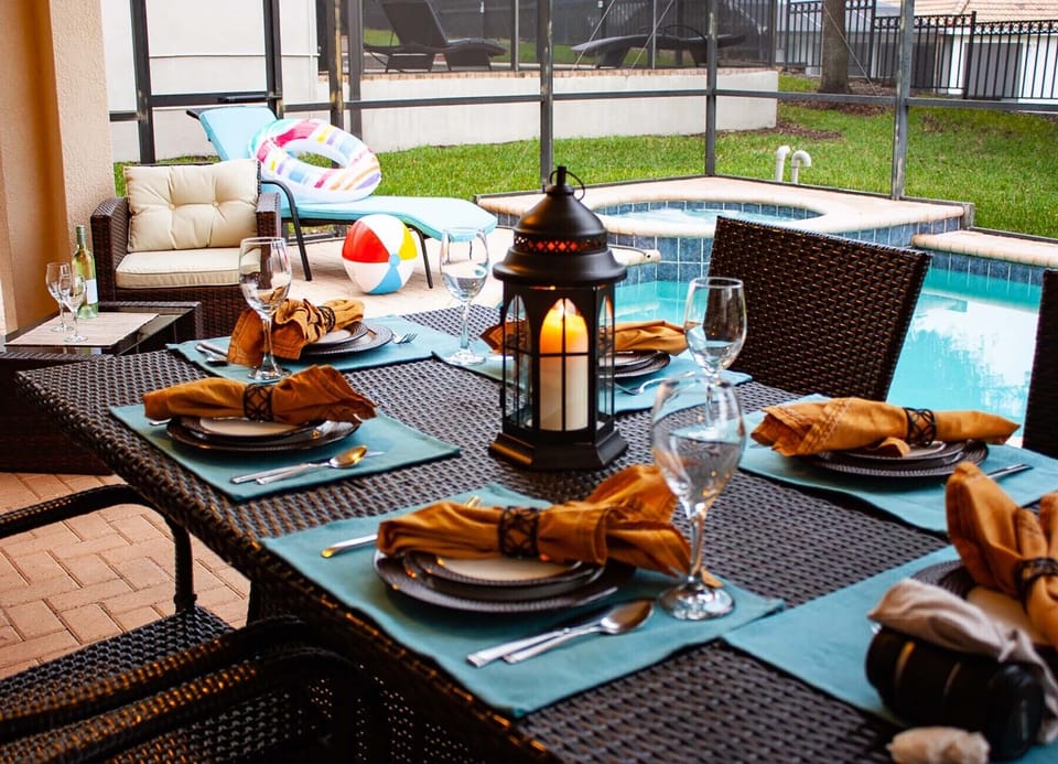 Patio and pool and spa