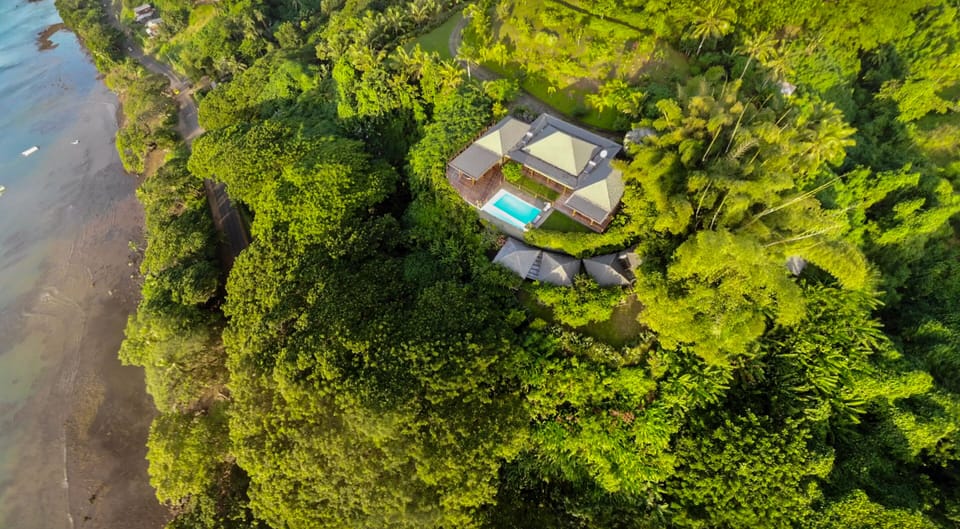 Aerial view of the estate - 5 bedrooms spanning 7 separate structures.