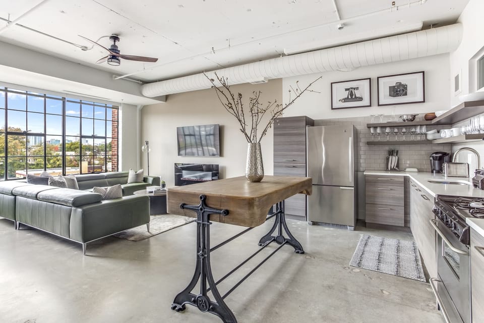 View of Kitchen & Living Area in our Rental Near Atlanta