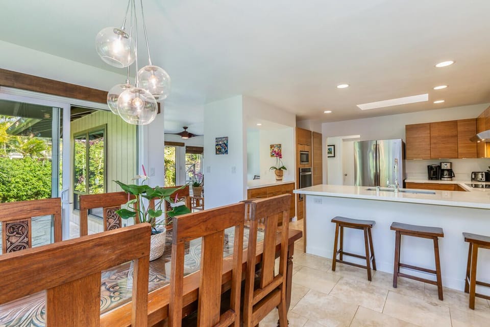 The open layout makes entertaining easy, with the dining area flowing seamlessly into the kitchen.