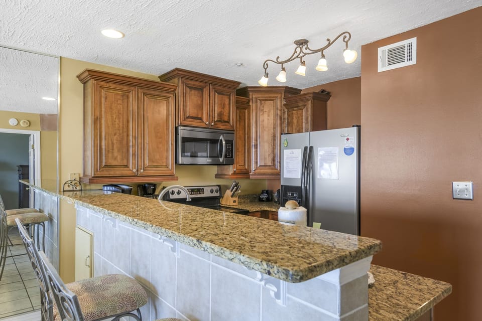 A roomy kitchen island for cooking and gathering.