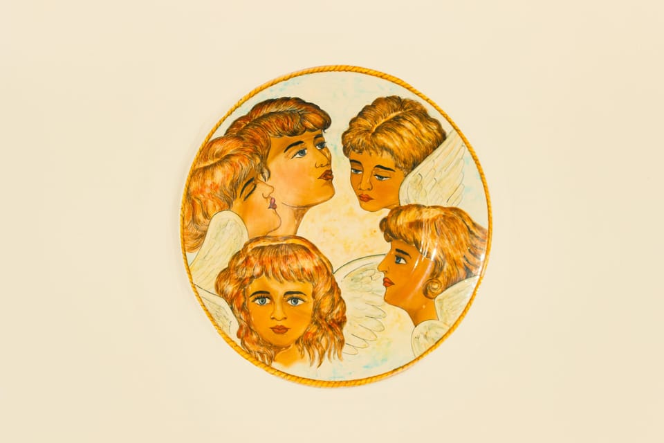 Hand Painted art on wall in Casa Rumi elegant bathroom