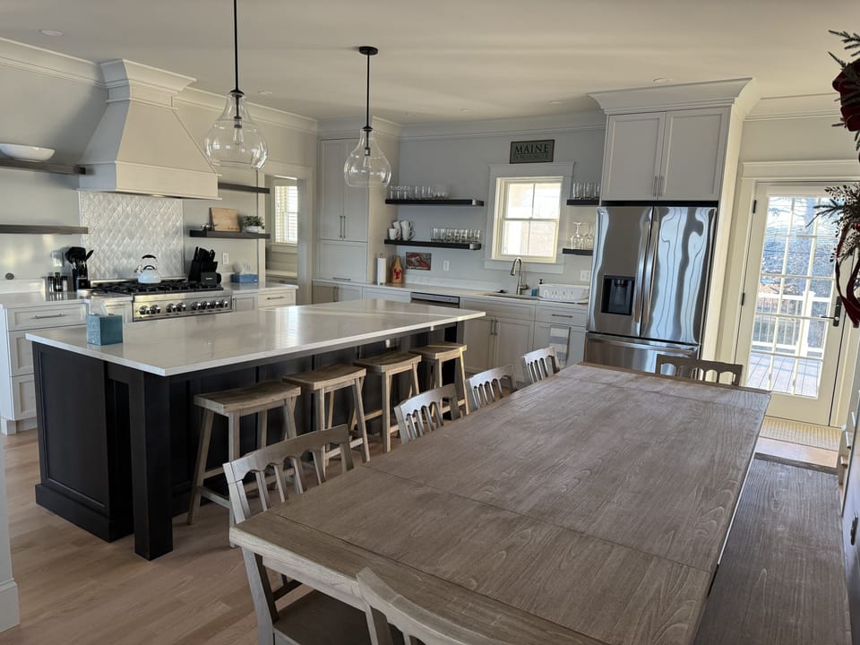 open plan kitchen/dining with "eat in" island