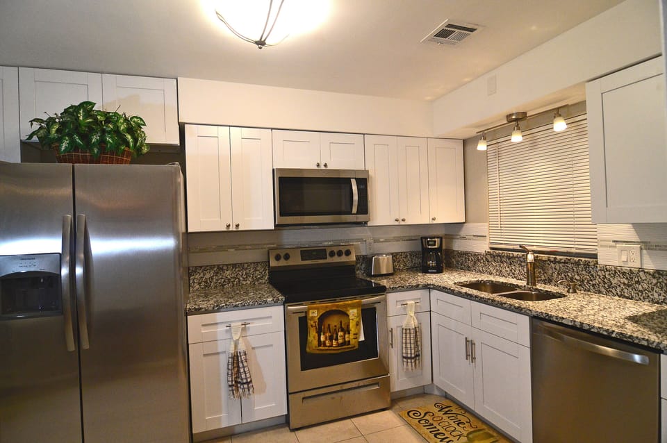 Brand new stainless steel appliances. 