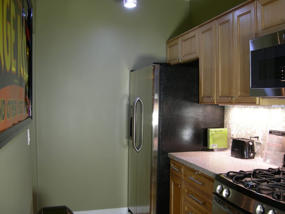 Side by side stainless steel refrigerator/freezer.