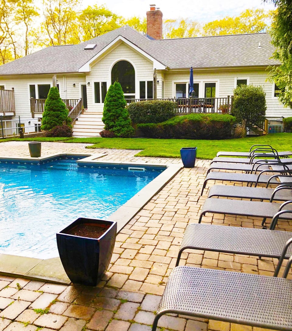 Pool area and lounge chairs