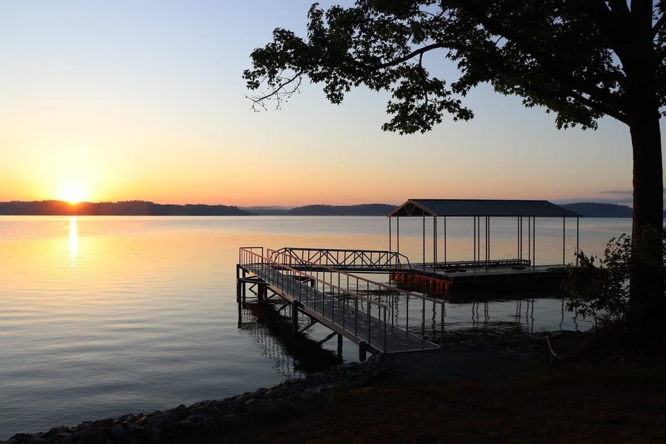 This private, covered dock on the main lake is available for renters. 