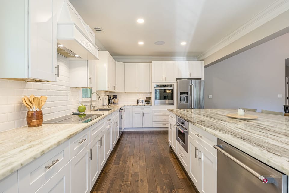 Main level kitchen with 10' island