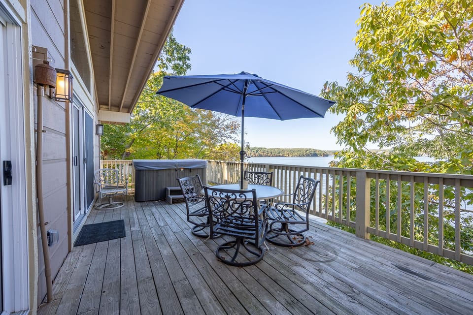 Lakeview deck with hot tub