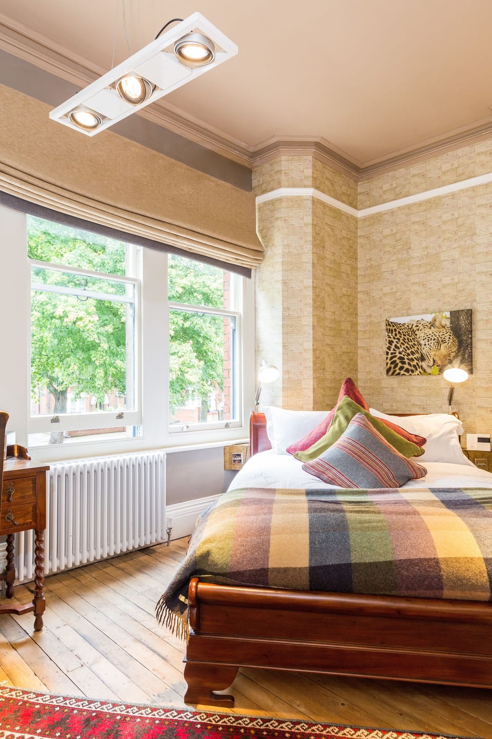 Individually decorated, individually furnished, desk, laptop workspace