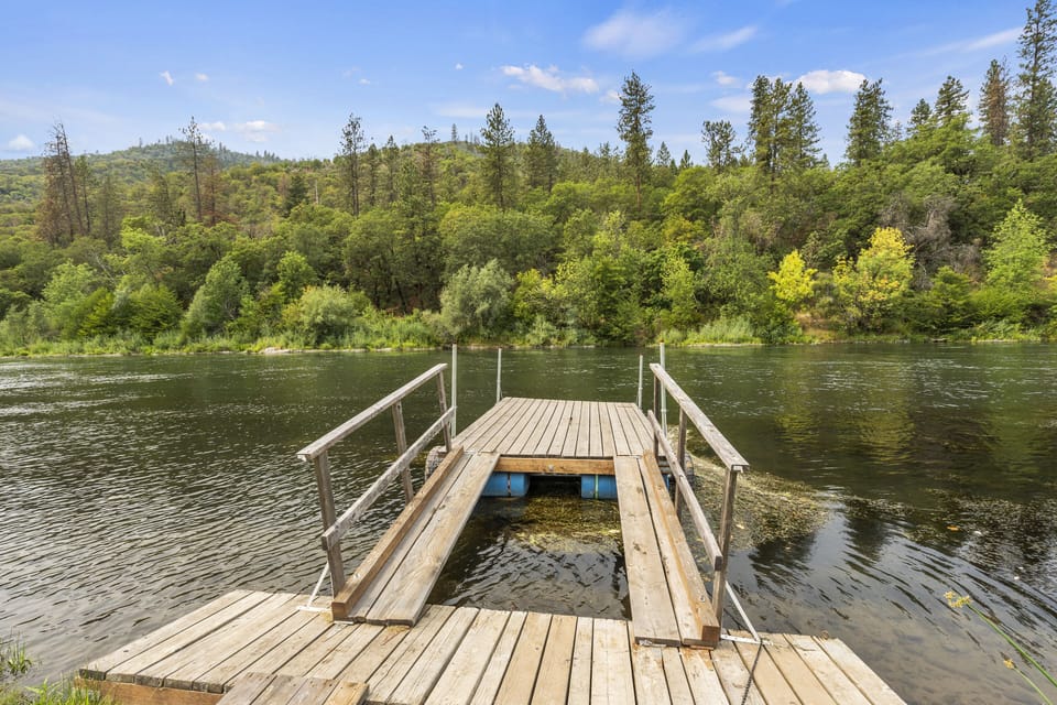 Floating dock (seasonal) due to rising river