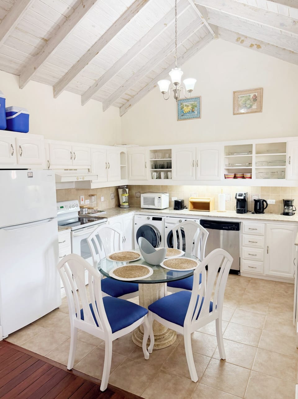 kitchen and indoor dining area