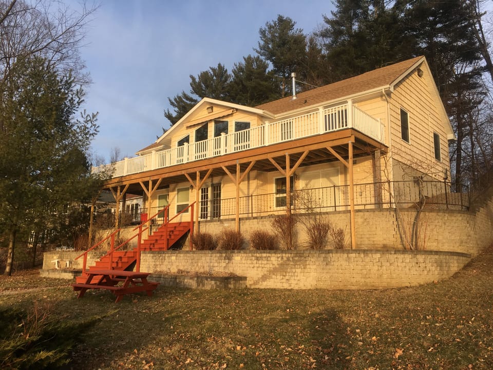 View from lake with new deck 