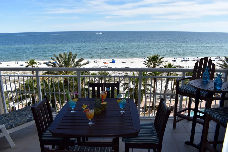 Spectacular View from our Gulf Front Balcony!Polywood Furn-Seats 6!New Lounger