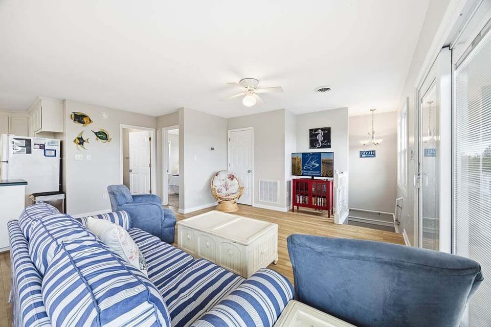 Top-Level Living Room with Deck Access
