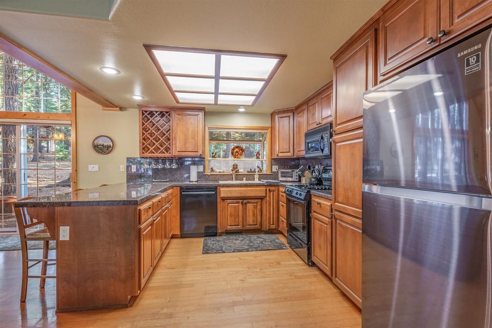 Kitchen with updated appliances. 