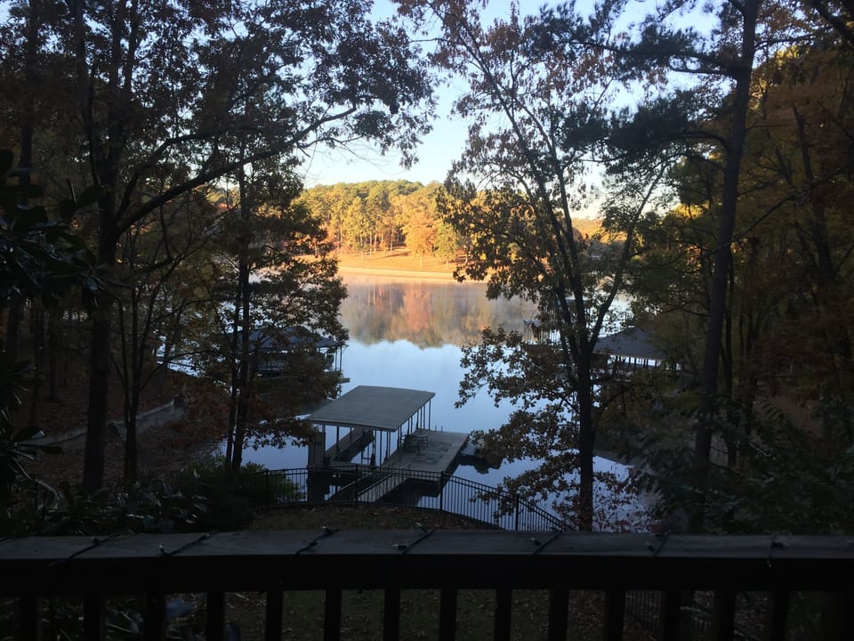 This view never gets old.The back of the house on 1 of the 2 decks or the deck.