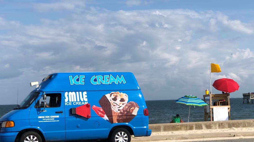 Lifeguards on duty at the public beach during  in season. Ice Cream truck too!