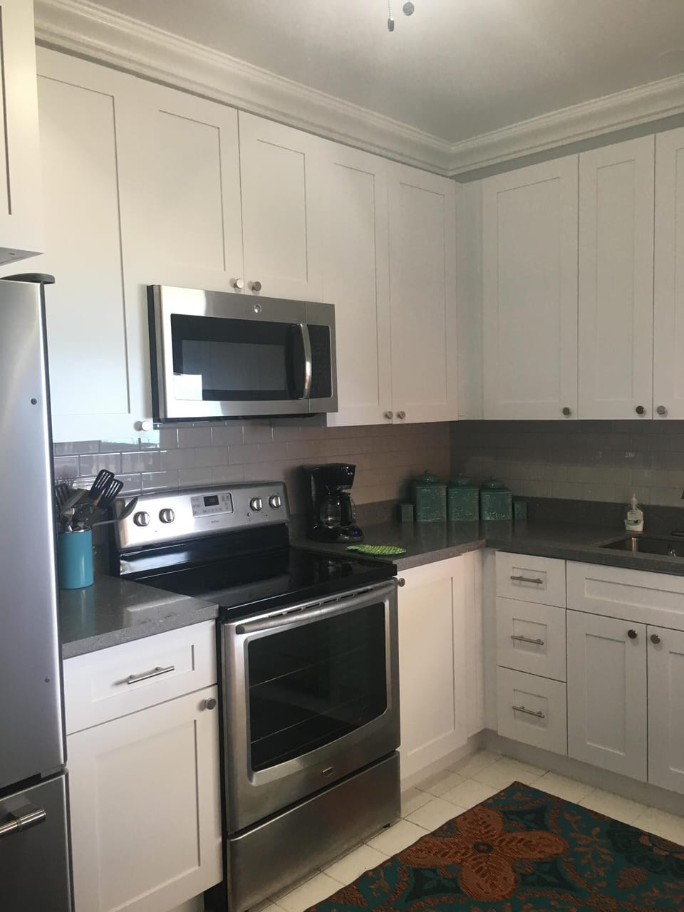 Stocked pantry with basic spices and non-perishables for your trip!