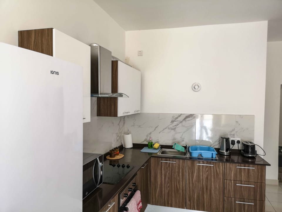 Full-size fridge, microwave, oven, stovetop