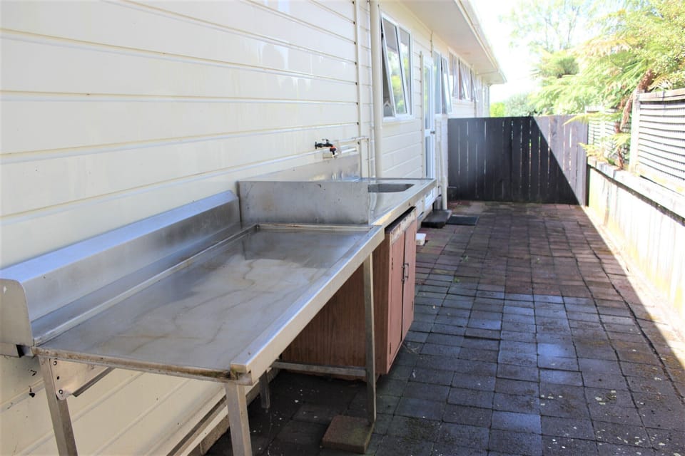 Fish filleting benches at the back