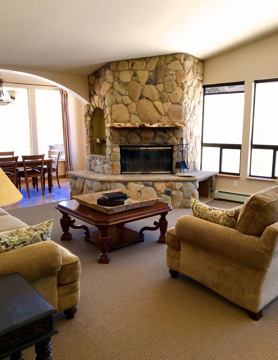 River Rock Fireplace with Rocks taken from the Ranch!