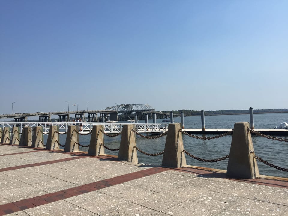 Downtown bay view towards bridge to Lady's Island. 