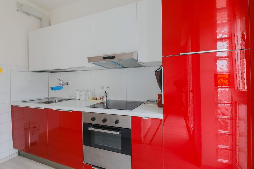 Apartment, 1 Bedroom | Private kitchen | Fridge, oven, stovetop, cleaning supplies