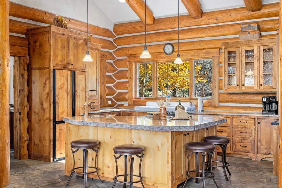 Kitchen with spacious island and cozy seating