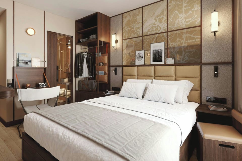 Eco-friendly toiletries, hair dryer, slippers, towels