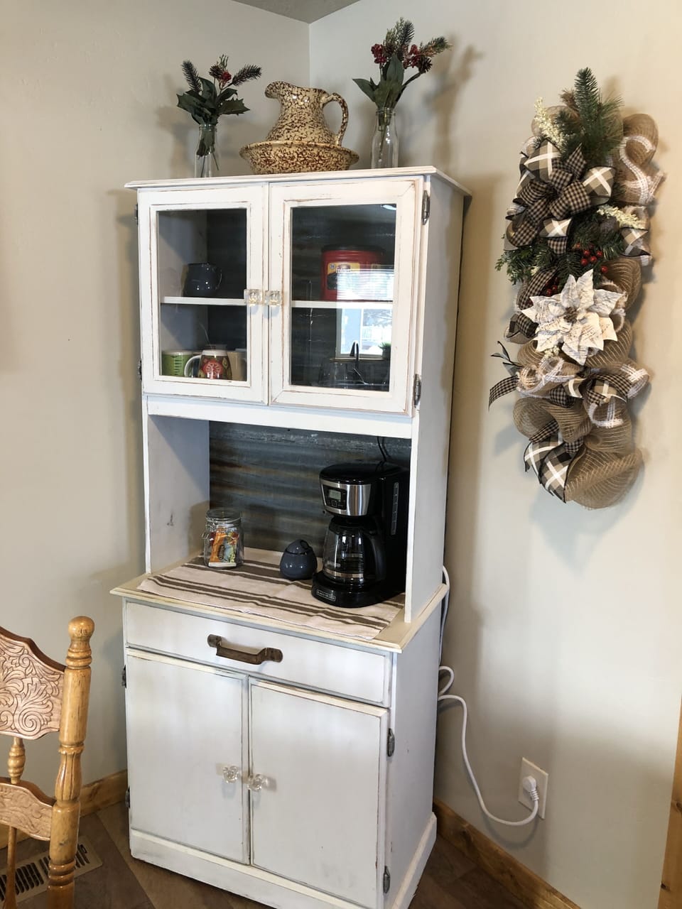 Help yourself to Tea, hot chocolate, or coffee.  
