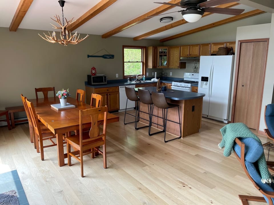 Open Kitchen, Dining & Living with Views to the Lake