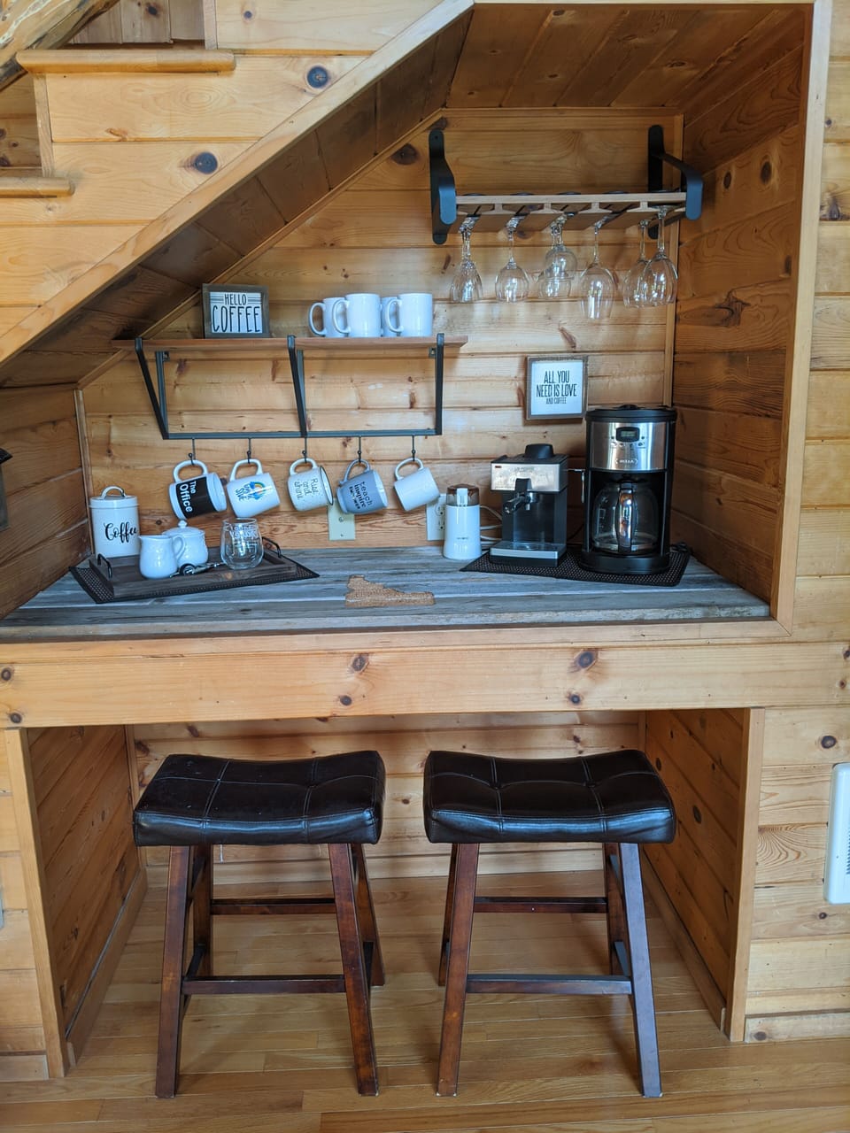 Built-in coffee and wine bar on the main level