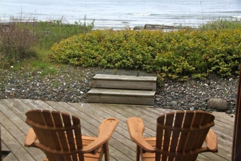 Lower deck and chairs seen from the dinning room window.
