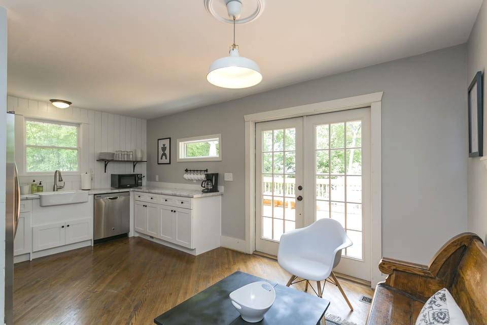 The back deck is just off the kitchen!
