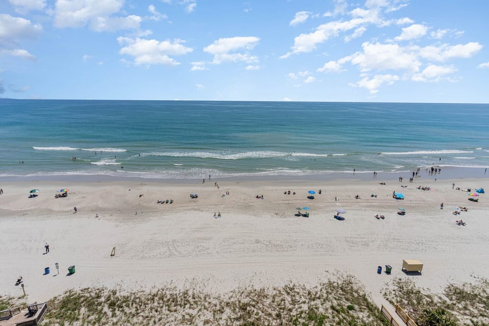 Looking out onto the beach from the balcony