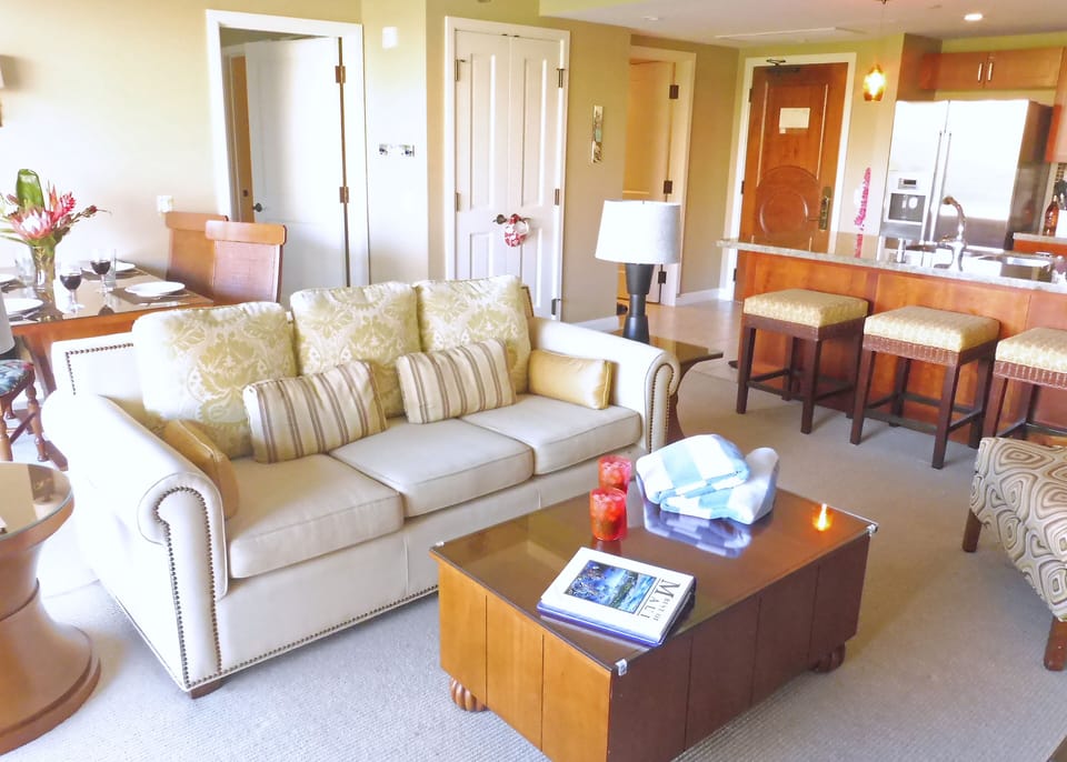 Living room with pull out sofa couch