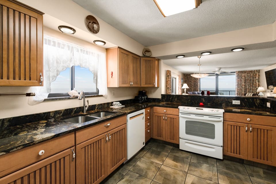 Modern kitchen.  Watch the ocean from the kitchen sink.