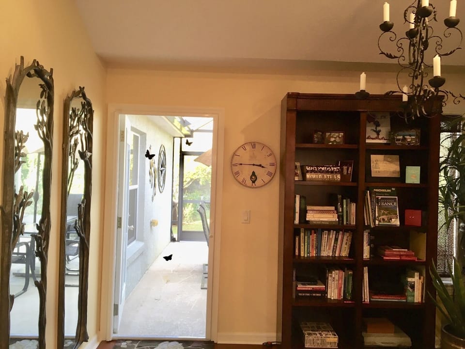 View from Library to Screened Patio, known in Florida as the 'Birdcage.'