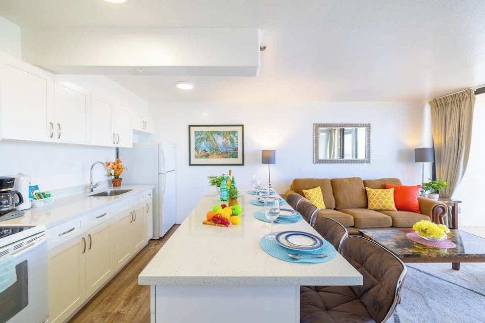 Cook your favorite meals in your fully equipped kitchen with a dining area for up to four guests.
