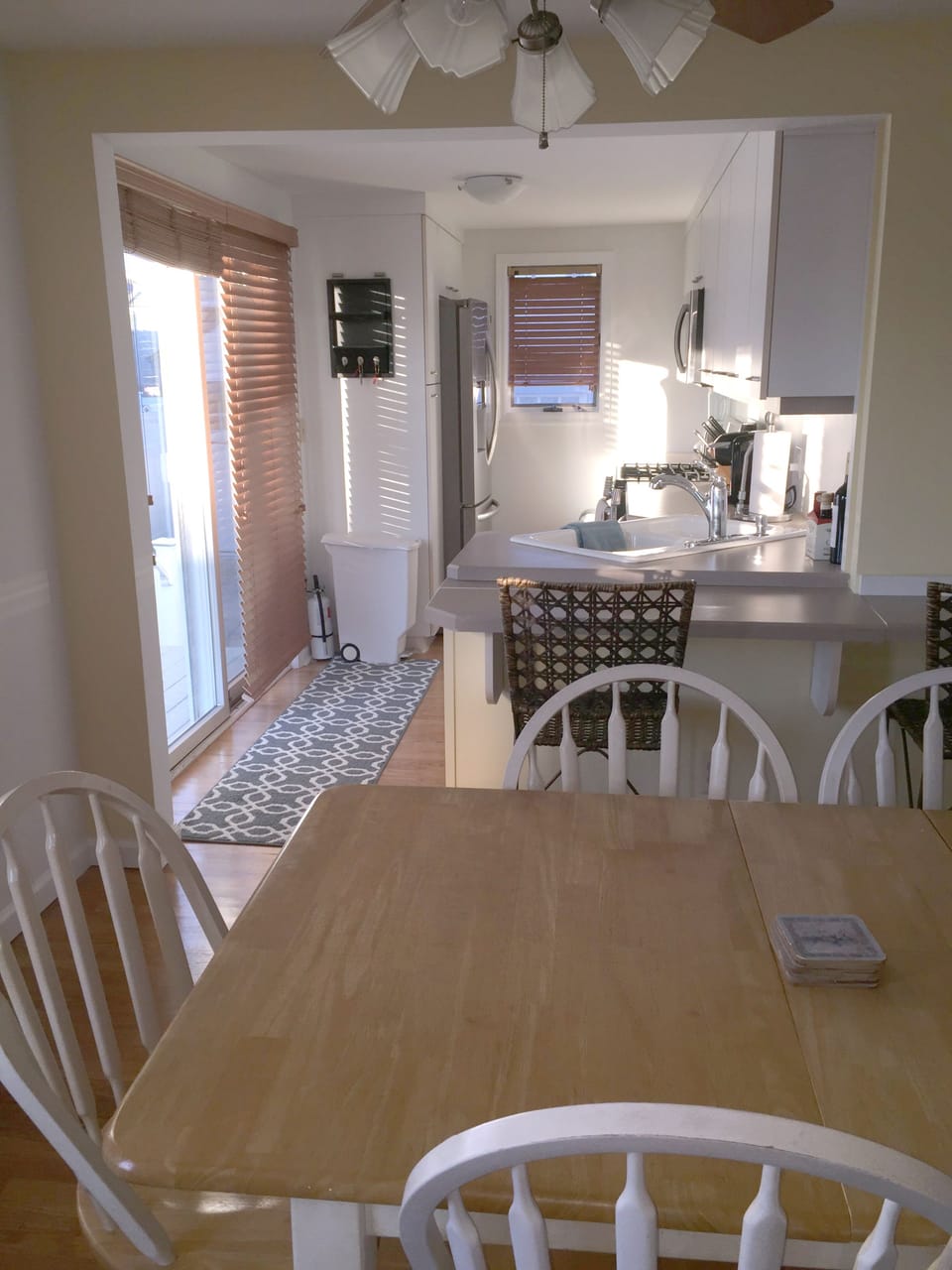Bright sunny galley kitchen