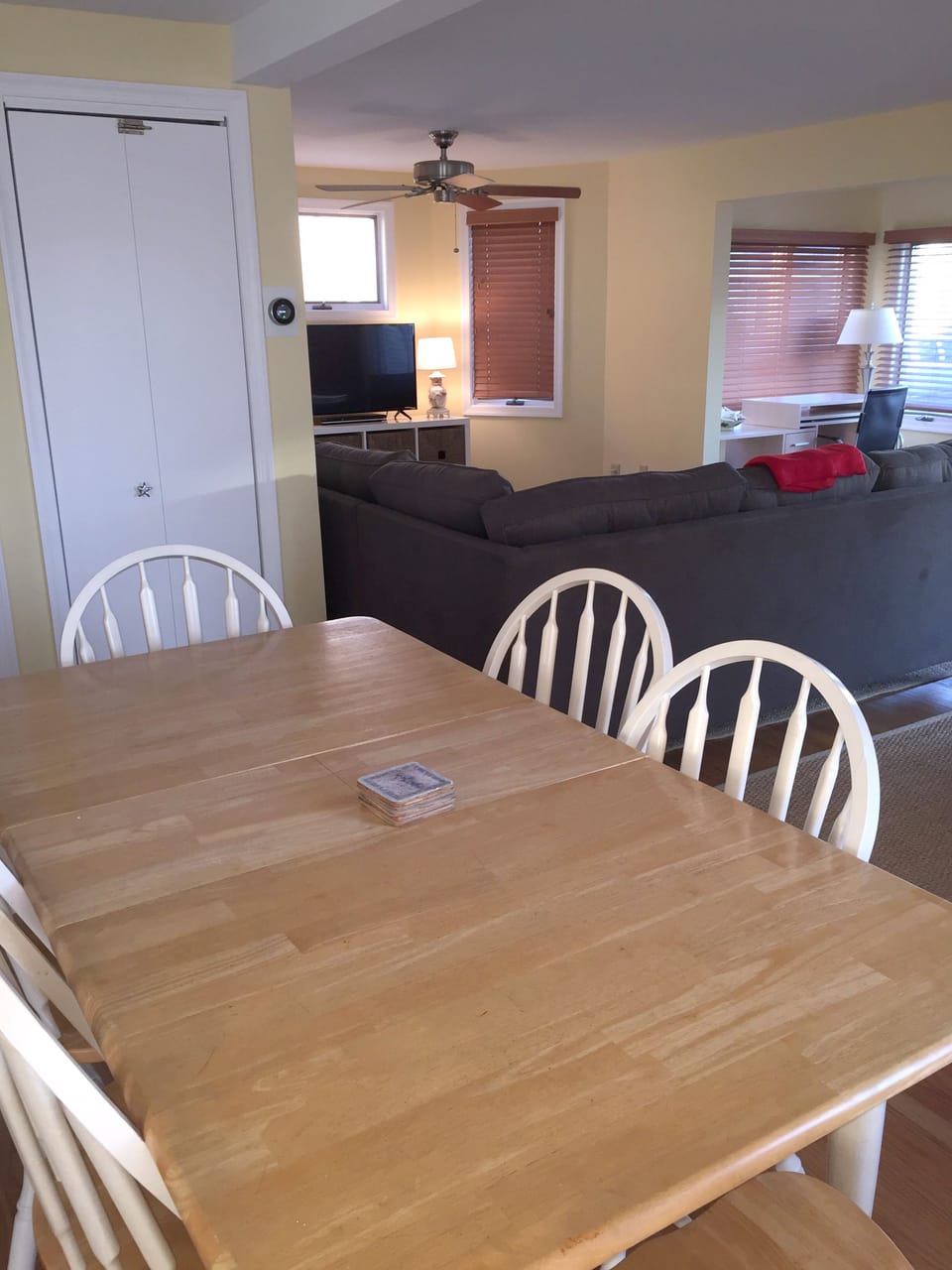 Dining area facing living room