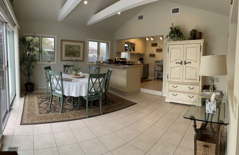 Open dining and kitchen space