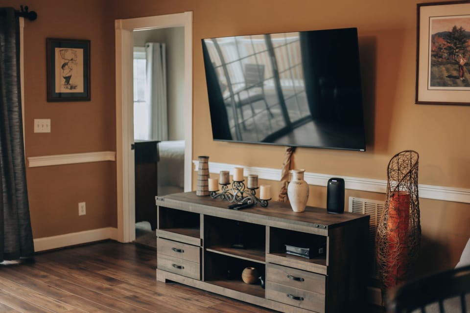 Smart tv with cable in living area