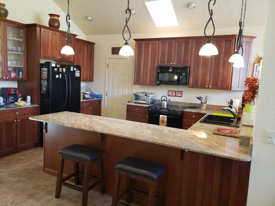 Fully equipped gourmet kitchen for all your cooking needs.