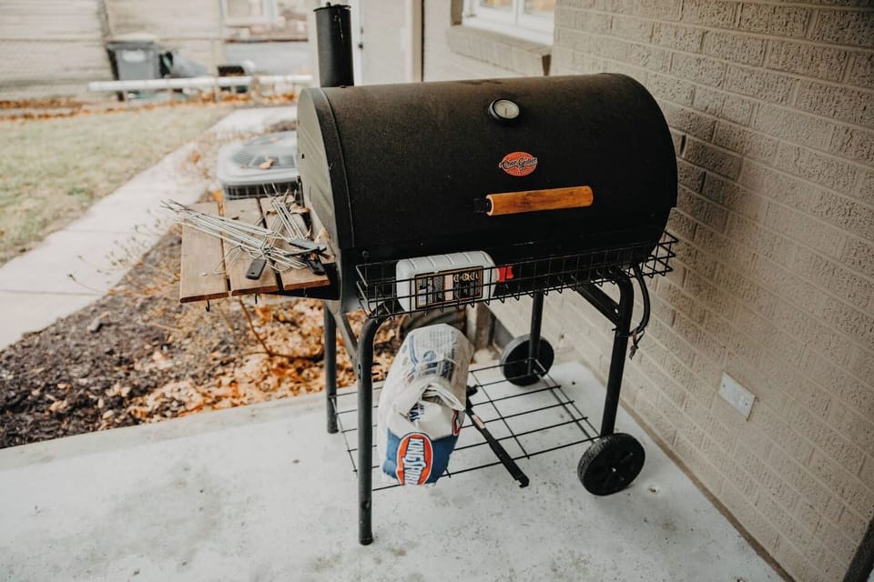 Backyard grill on patio