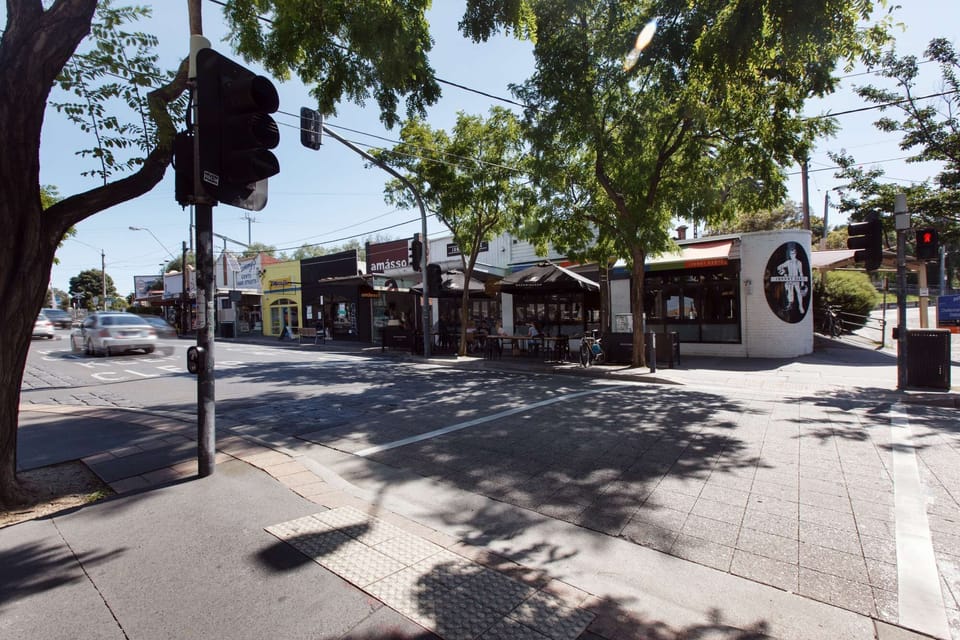 Part of the shopping strip around the corner from the apartment