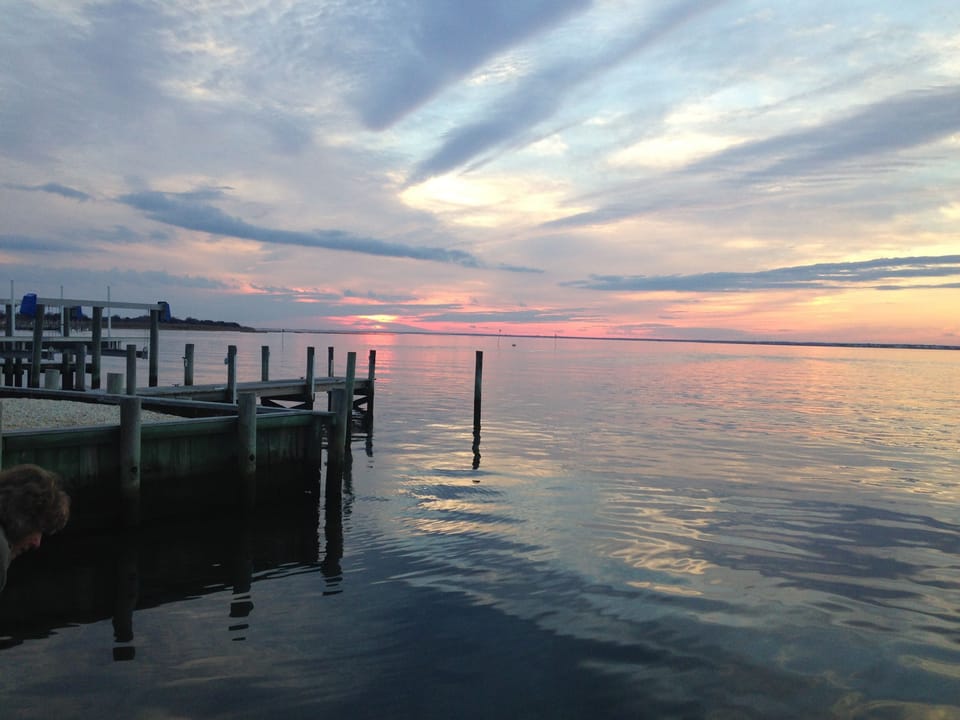 Bay at sunset. Steps from the house. 