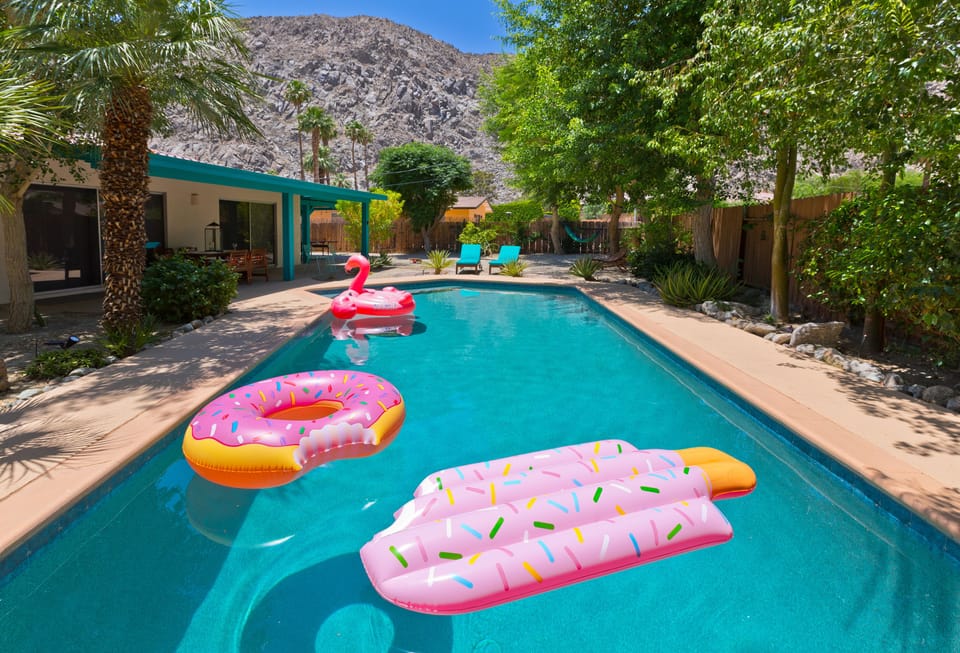Beautiful mountain view from the backyard pool area.